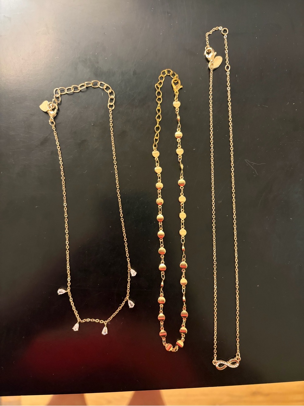 Gold-Tone Women's Necklace Set with Clear Accents